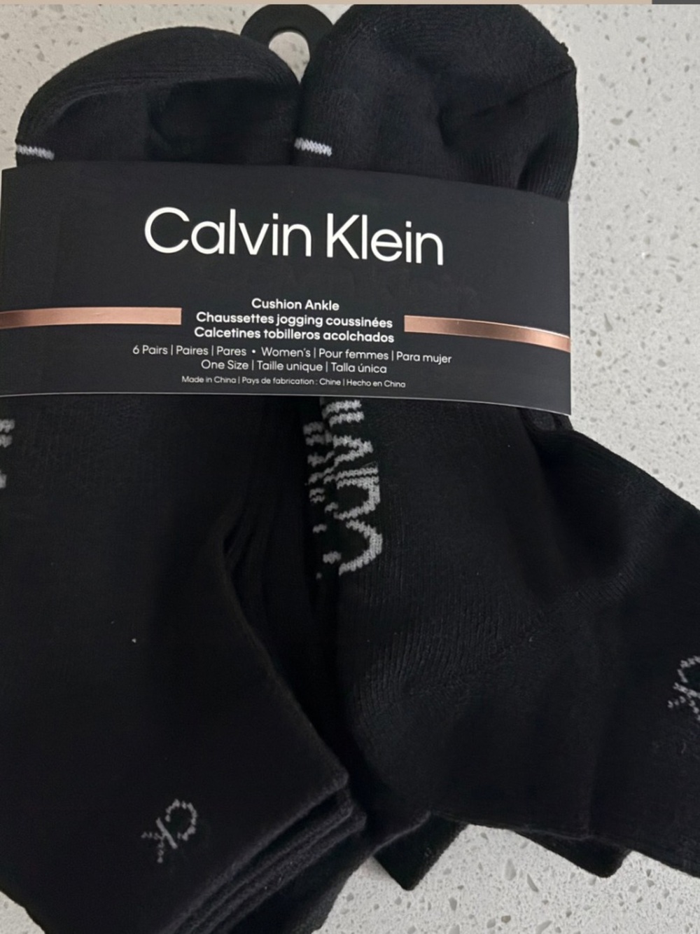 Calvin Klein Black Cushion Ankle Socks - Pack (6 Pairs)